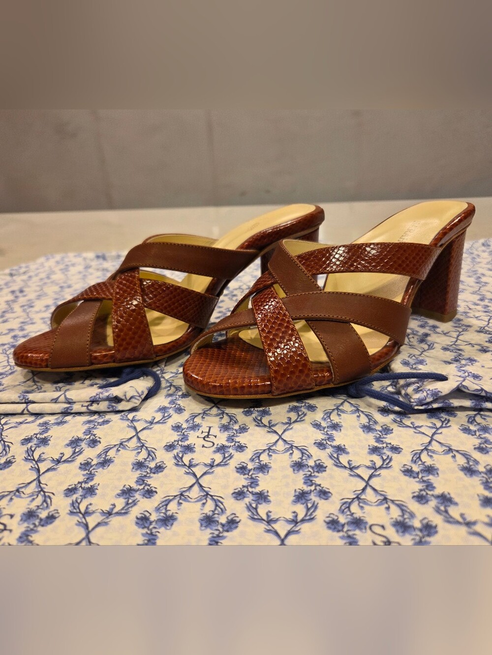 Sarah Flint Cognac Criss Cross Sandals